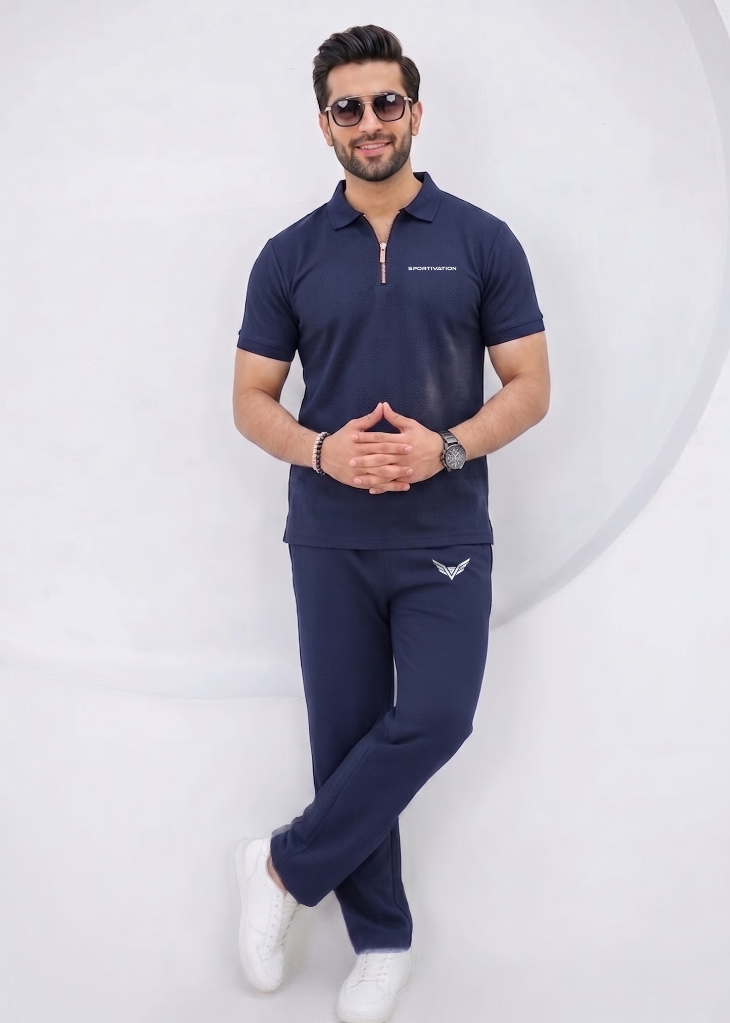 Quarter-Zip Polo & Trouser Set