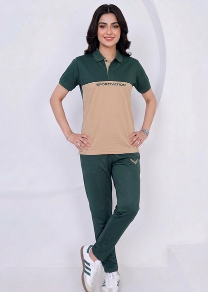 Color-Block Polo Summer Tracksuit