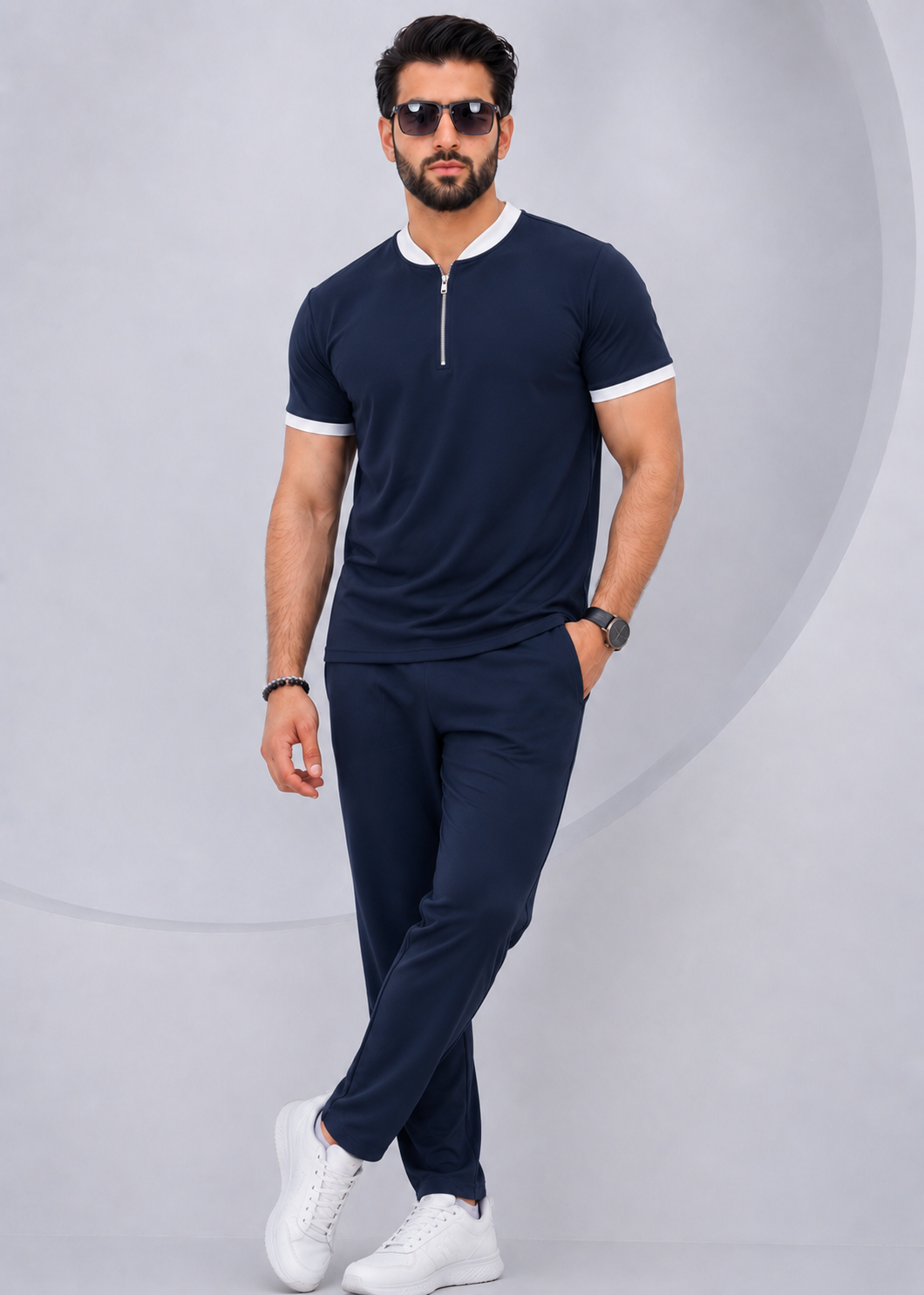 Contrast Quarter-Zip Co-Ord Set