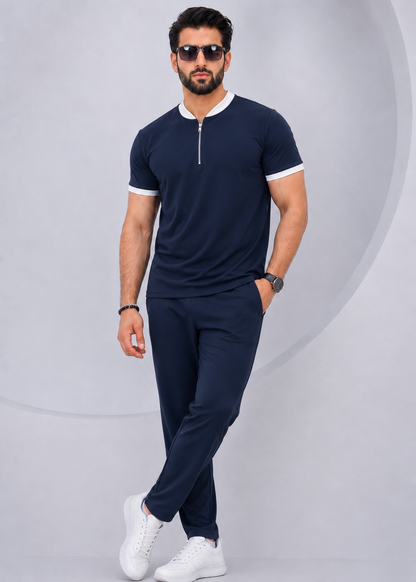 Contrast Quarter-Zip Co-Ord Set