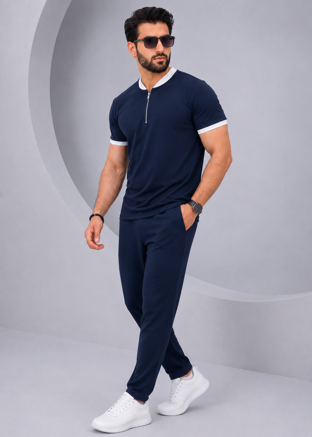 Contrast Quarter-Zip Co-Ord Set
